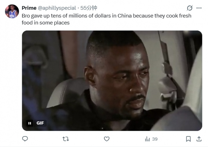 弗朗西斯称受不了中国遍地鸡鸭鹅 评论区群嘲：吃不了新鲜食物？